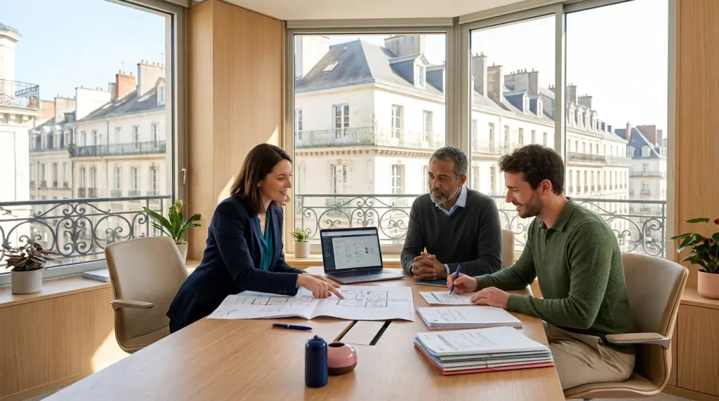 Réunion entre un syndic de copropriété à Rennes et un conseil syndical