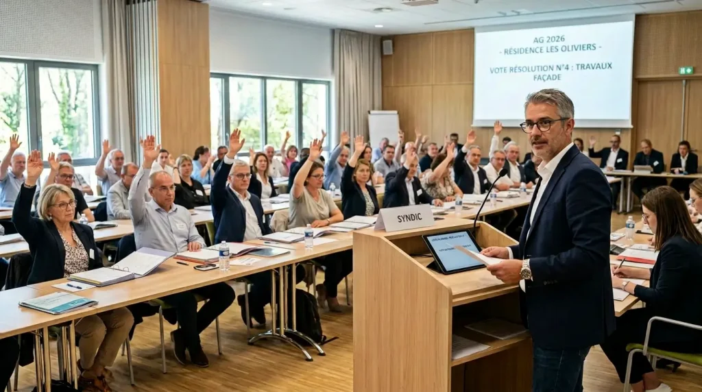 Une assemblée générale à Rennes de copropriété en cours